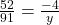 \( \frac{52}{91} = \frac{-4}{y} \)