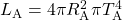 L_{\text{A}}=4\pi{R}_{\text{A}}^2\pi{T}_{\text{A}}^4