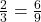  \(\frac{2}{3}=\frac{6}{9} \)