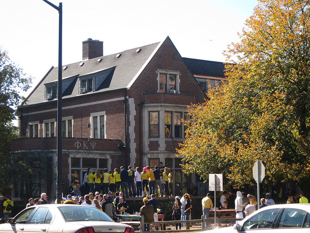 A fraternity house.