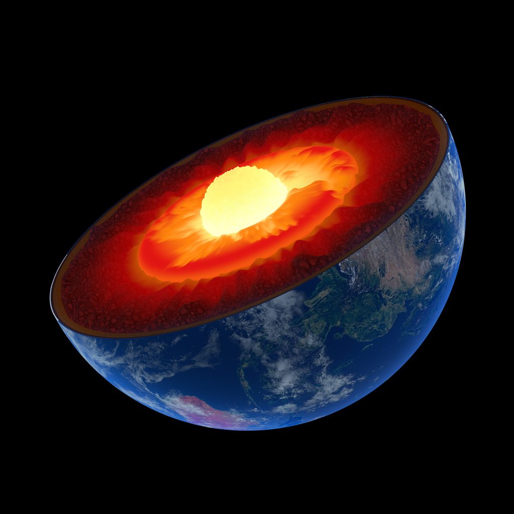 An image of Earth cut in half
