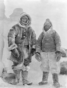 The last known image of Alfred Wegener in Greenland before his death. He is in a winter tundra in heavy coats.