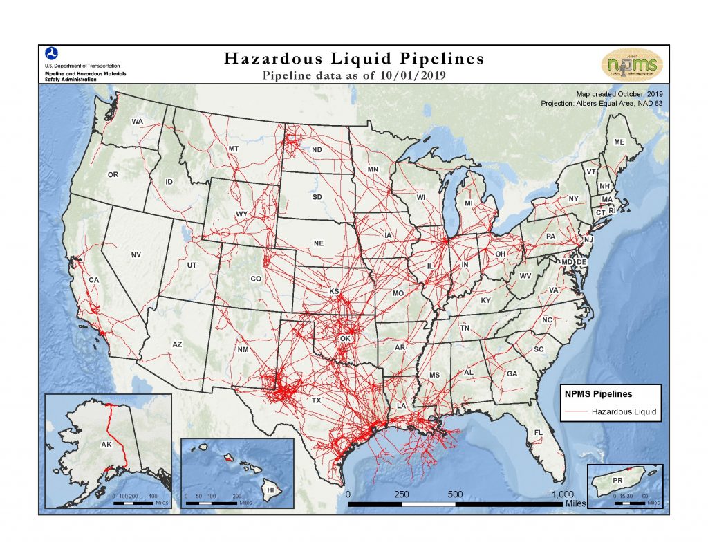 There are 218,970 miles of U.S. oil, refined products and natural gas liquids pipeline. This includes over 80,000 miles of crude oil pipelines, over 70,000 natural gas liquids pipeline miles and over 62,000 miles of petroleum products pipeline.