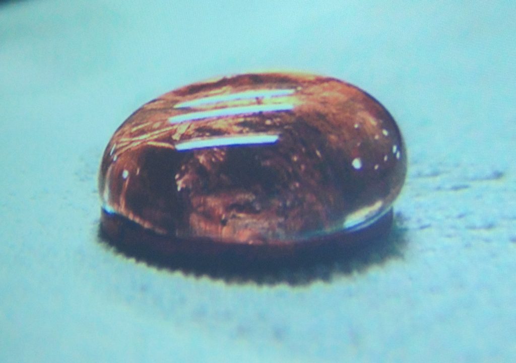 Photo shows water mounded up on a penny, about to flow over the edge, held together by cohesion.