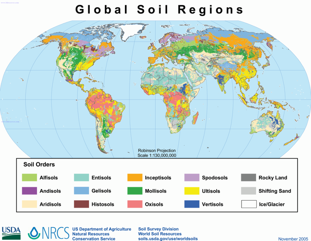 Global map of soil regions based on the USDA/NRCS 12 Orders of Soil Taxonomy