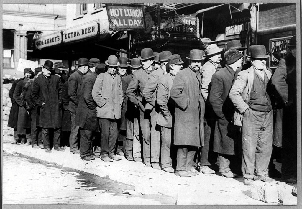 Men standing in line