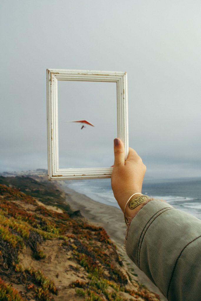 A hangglider framed within a picture
