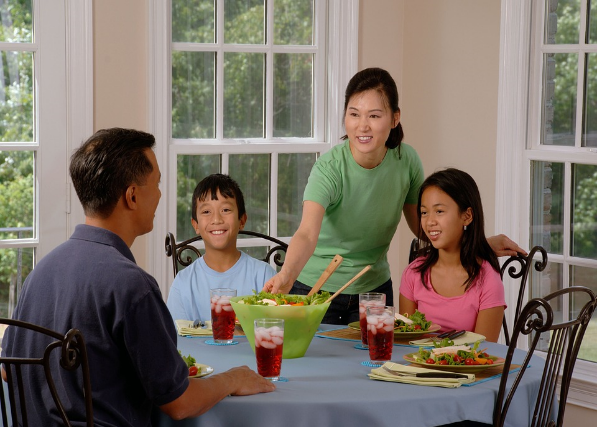 family at dinner table