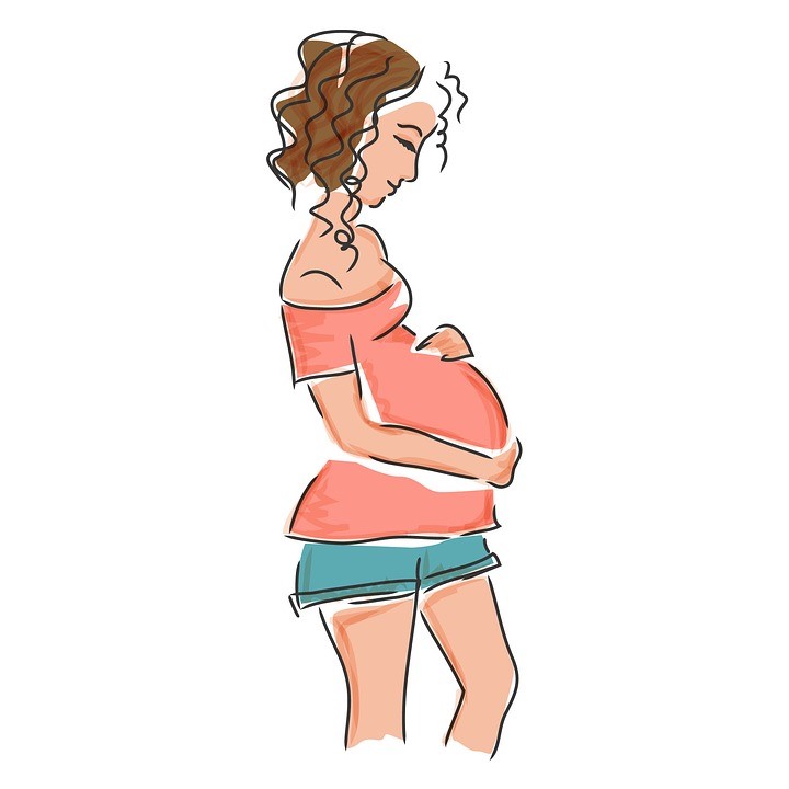 drawing of woman pregnant side profile