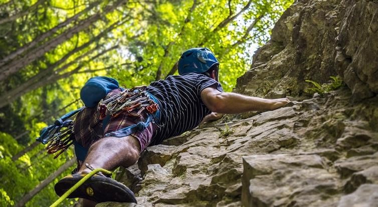 rock wall climber outside