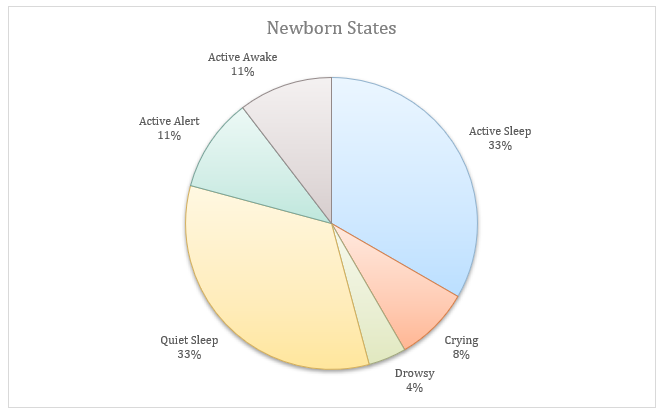 Pie chart showing newborn states in a 24-hour period