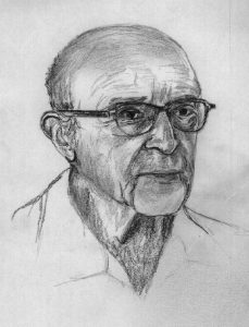 A drawing depicts Carl Rogers