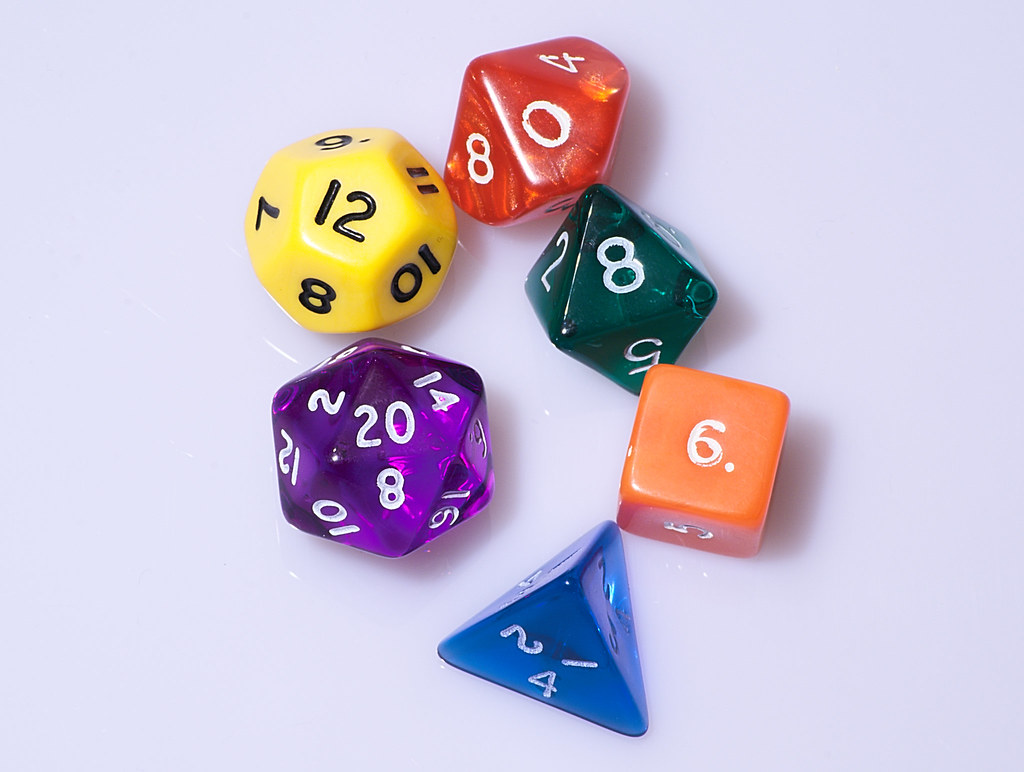 colorful role playing game dice