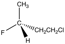 C center, CH3, F, H, & CH2CH2Cl around