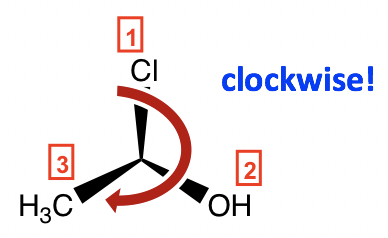 Cl (1) then OH (2), then CH3 (3)