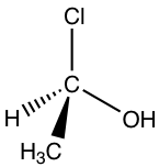 C in the center and Cl, OH,H, & CH3 around