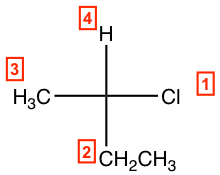 Cl (1), CH2CH3 (2), CH3 (3), H (4)