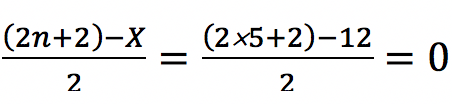 (2n+2)-x/2=(2x5+2)-12/2=0