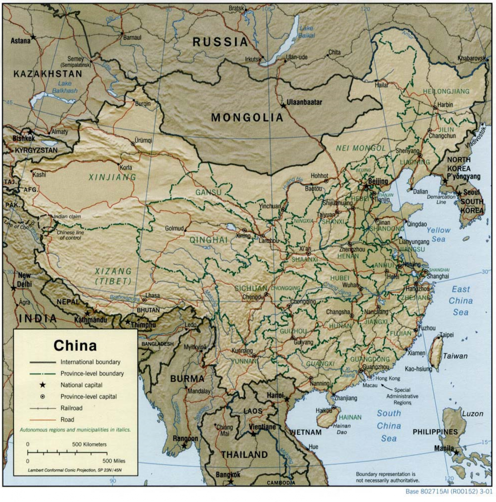 Reference map of China, showing trade routes and etcetera.