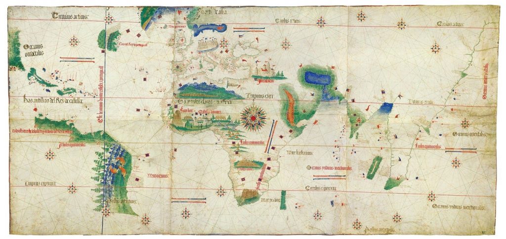 A Portuguese map made by explorers.