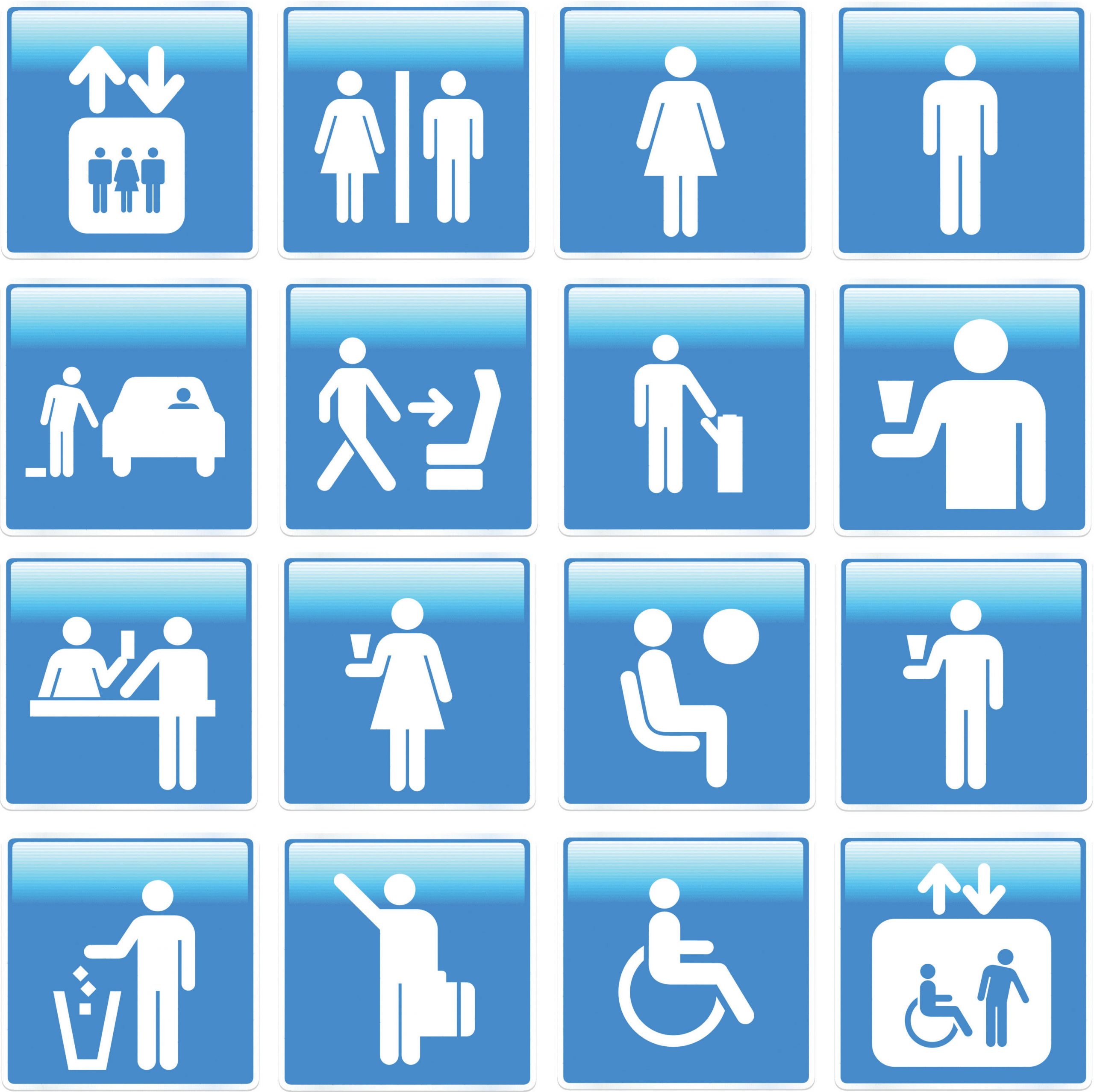 Collage of commonly employed pictograms found on maps.
