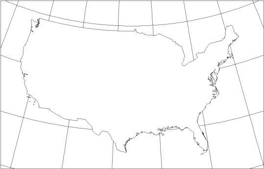 A map of the U.S. representing a poor example of structure (line thickness is uniform).