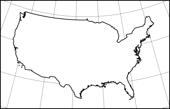 A map of the U.S. representing a good example of structure (line thickness is varied).