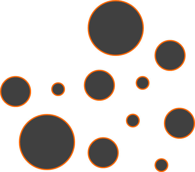 Eleven circles scattered, varying in size.