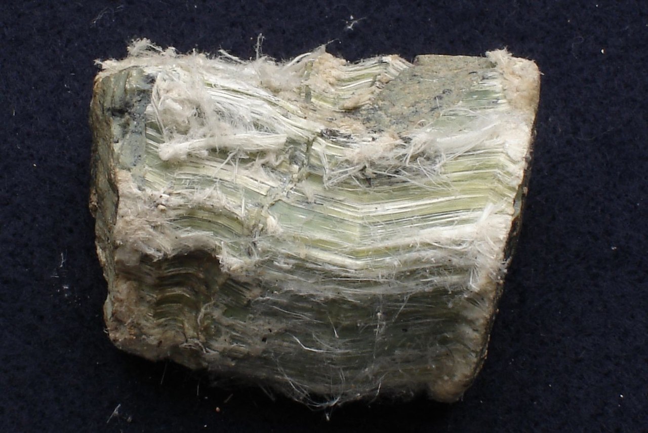 Asbestos minerals showing fibrous texture