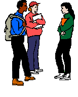 three students introducing each other clip art