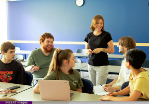 Classroom setting: A teacher and five students