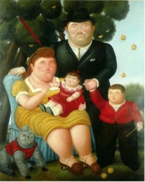 La familia, painting by Fernando Botero