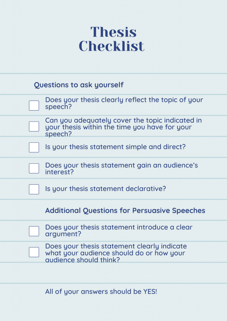 Thesis checklist questions.