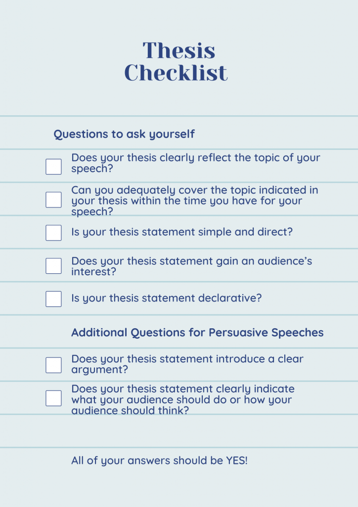 checklist for thesis statement