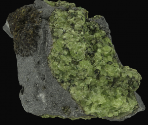 Peridotite Interactive Model. Peridotite is a bright green, coarse-grained rock made mostly of olivine.