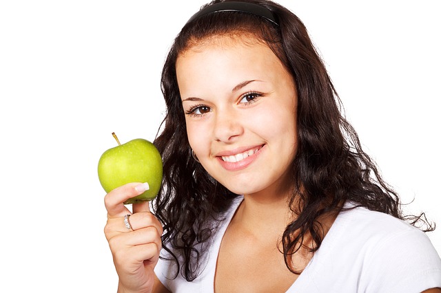 Woman with an apple