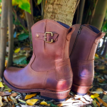 Brown leather boots