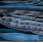 Pile of folded jeans