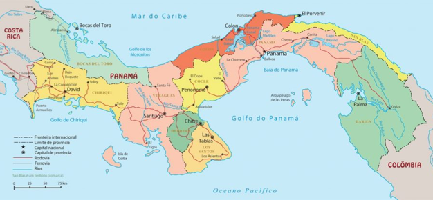 a map of the country of panama