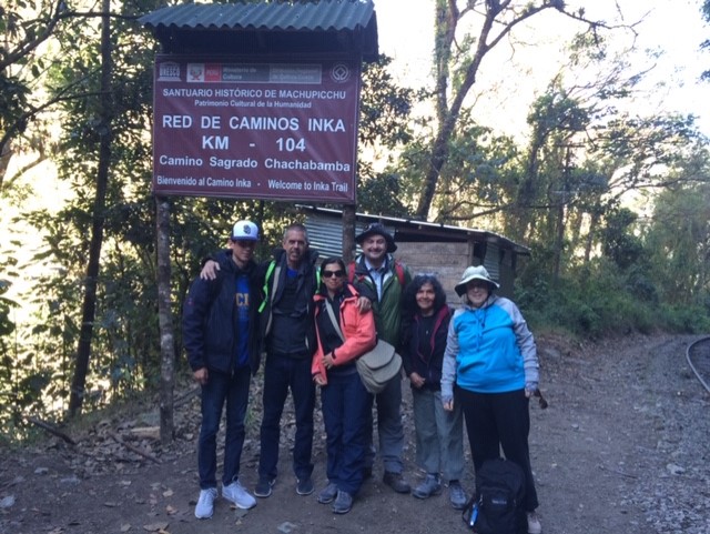 Friends gather in front of the trail for Red de Caminos Inka