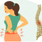 a woman with back pain