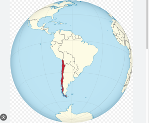 Map of Chile in the globe