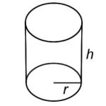 Solid form of a solid figure with a pair of circular, parallel bases with a radius of r, and a round, smooth face between them, with a height of h.