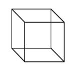 Transparent form of a six-sided polyhedron that has congruent squares as faces.