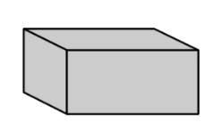 Solid form of a polyhedron that has three pairs of congruent, rectangular, parallel faces.