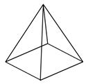 Transparent form of a polyhedron with a polygonal base and a collection of triangular faces that meet at a point.