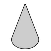 Solid form of a solid figure with a single circular base and a round, smooth face that diminishes to a single point.