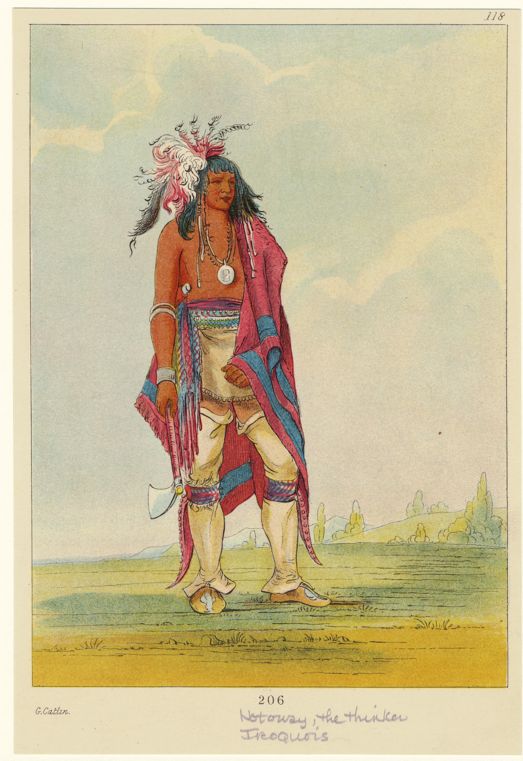 Postcard of Iroquois man, Notoway the Thinker