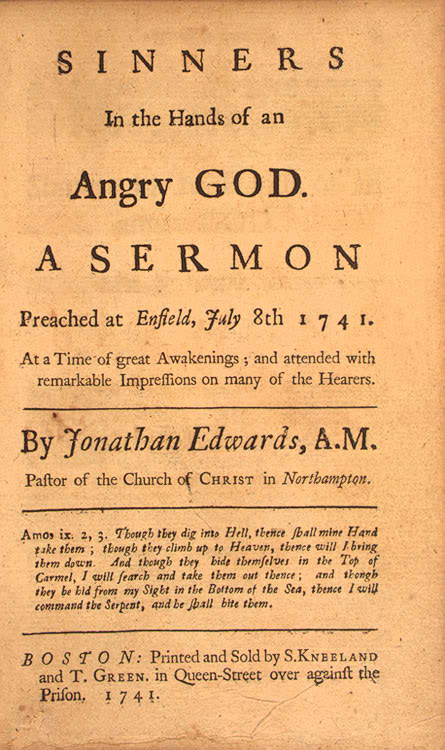 Cover of original publication of Edwards' sermon