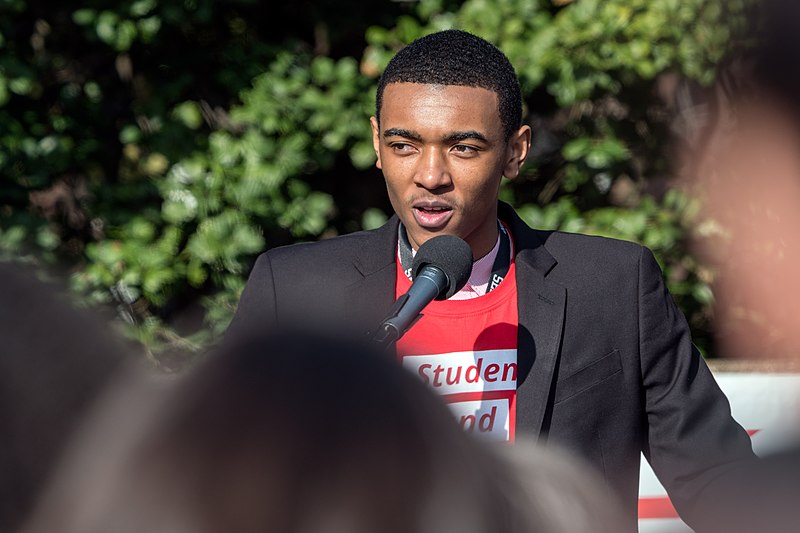 A student speaking at Rally for DC Lives before March For Our Lives, Washington DC